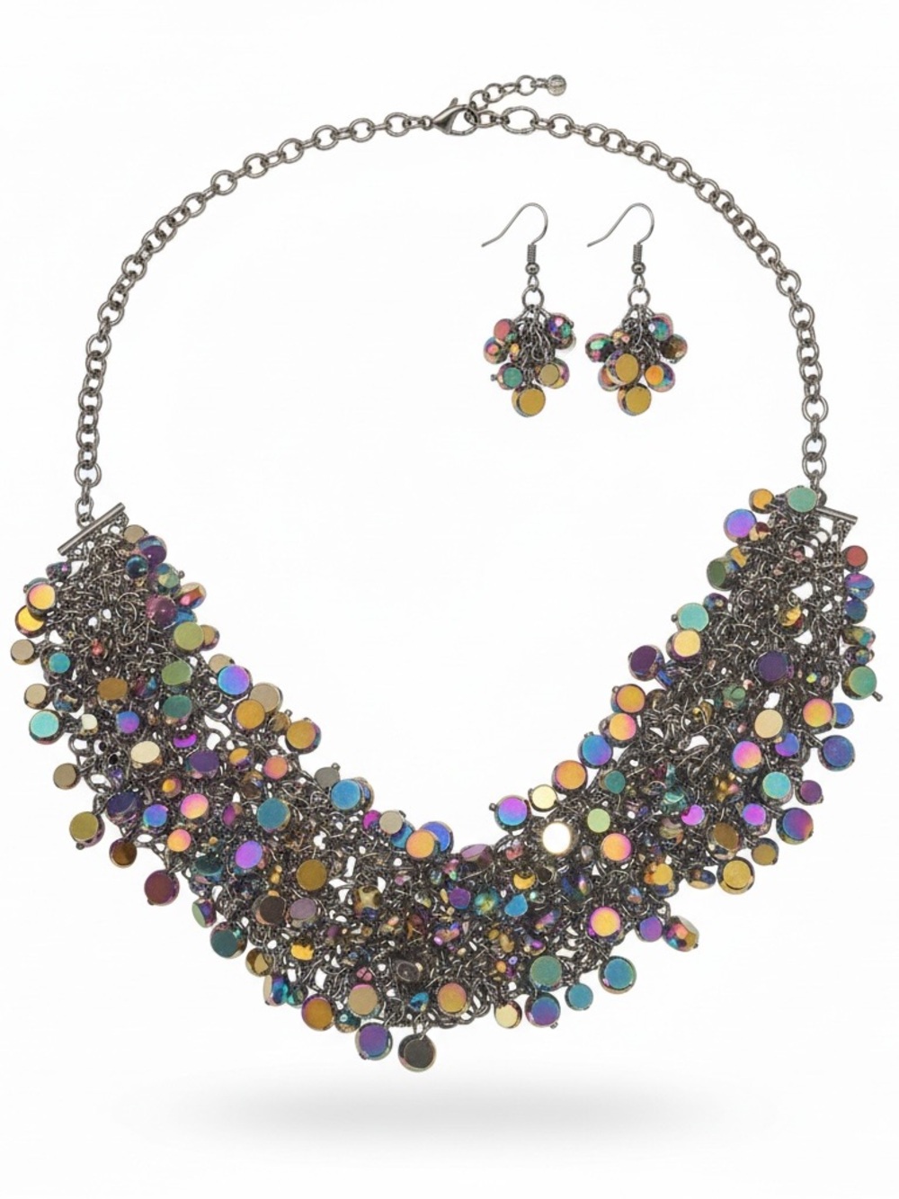 paparazzi Multicolor Sequin Cluster Necklace and Earrings